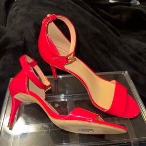 MICHAEL Michael Kors Red Patent Leather Heels with Ankle Strap